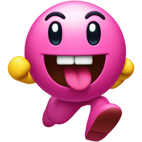 Ms Pac-Man pinky running and blinking emoji