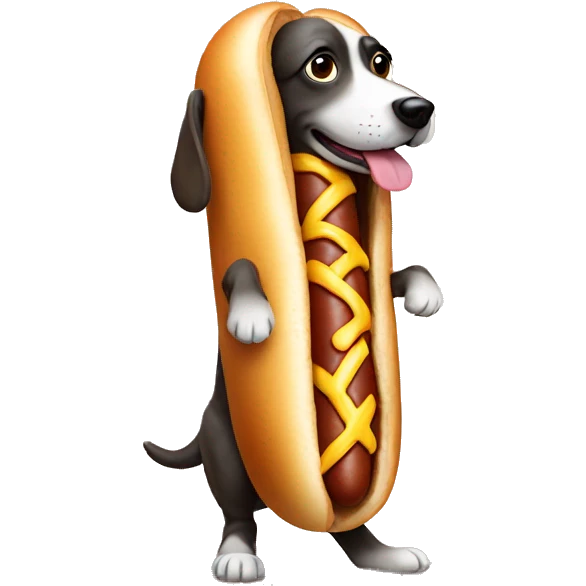 Dog in a hot dog costume emoji