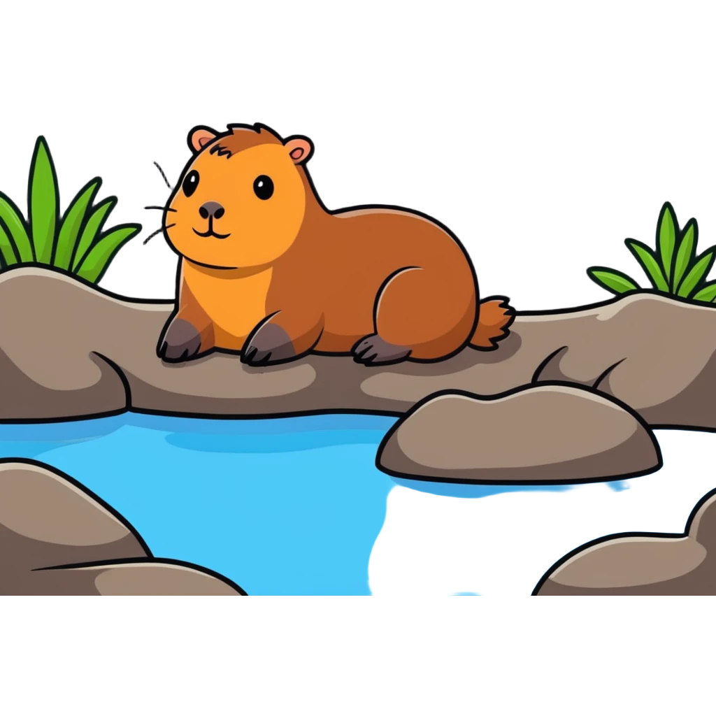 capybara relaxing in hot spring emoji