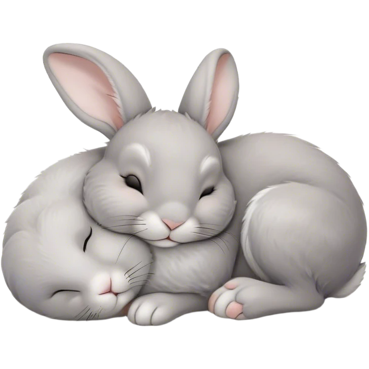 Meme-Worthy Cute Sleeping Grey Rabbit Portrait Emoji, Head resting peacefully with a contented smile, showcasing a delightfully compact build and a luxuriously soft grey fur, eyes shut in a serene nap, Simplified yet hilariously adorable features, highly detailed, glowing with a soft, drowsy light, high shine, relaxed and utterly lovable, stylized with an air of playful laziness, bright and heartwarming, soft glowing outline, capturing the essence of a comically sleepy bunny, so meme-worthy it feels like it could instantly become the next viral sensation of adorable slumber! emoji