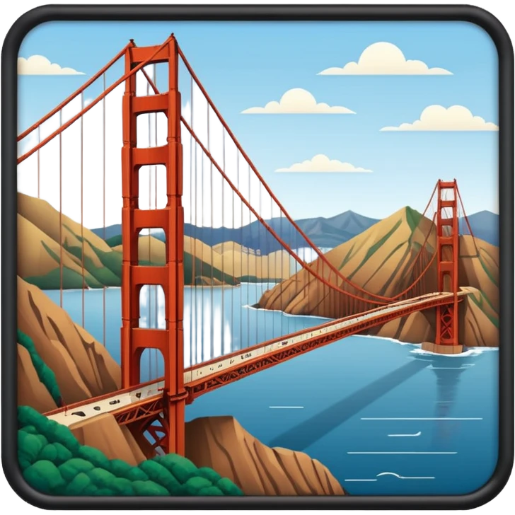 im trying to come up with a classic but still dynamic visual of the golden gate bridge and surrounding hills and the presidio for a work conference. Make it more linear. Include some depth and make it large and rectangular emoji