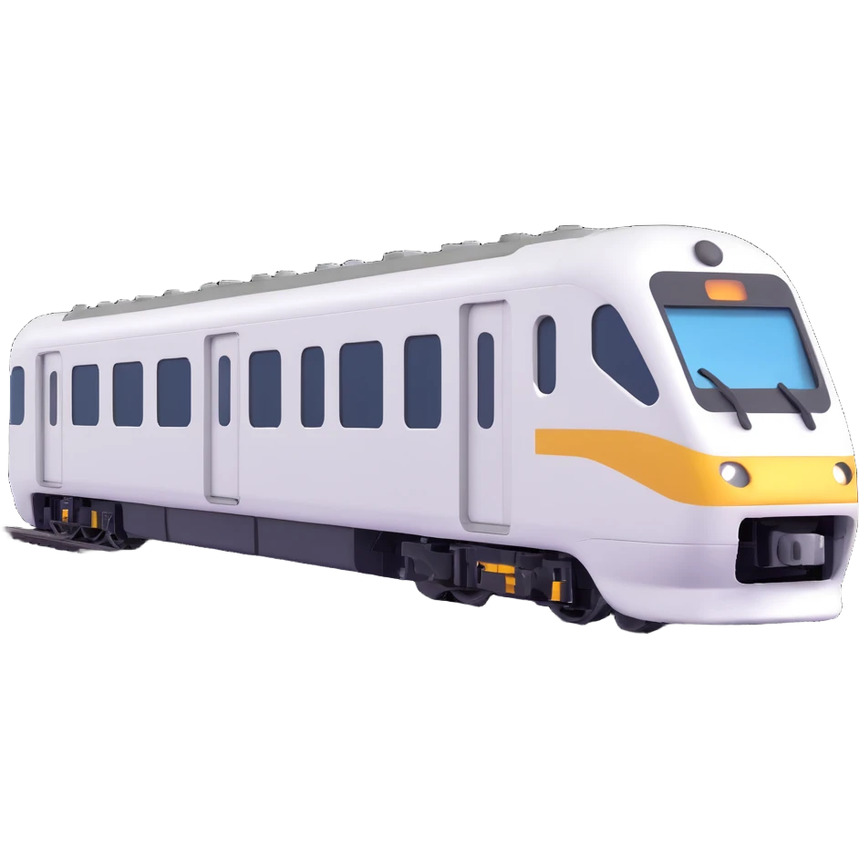 modern passenger train, white color, microsoft fluent emoji style emoji