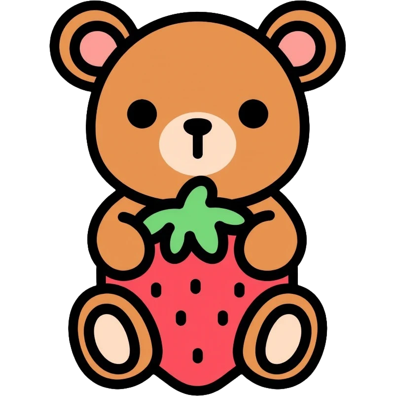 bear with strawberry emoji
