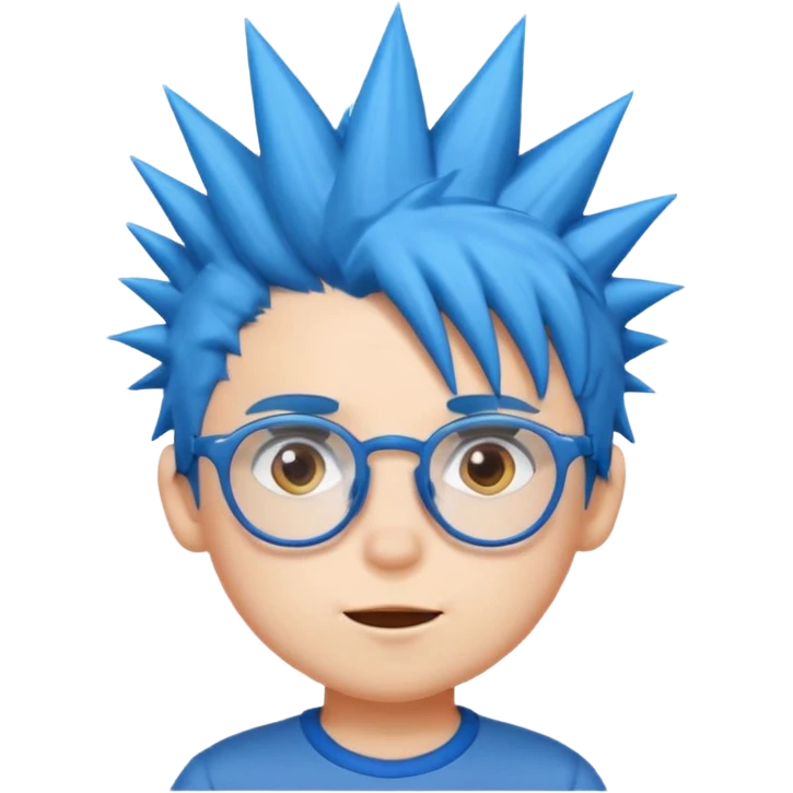 blue spiky haired kid with glasses emoji