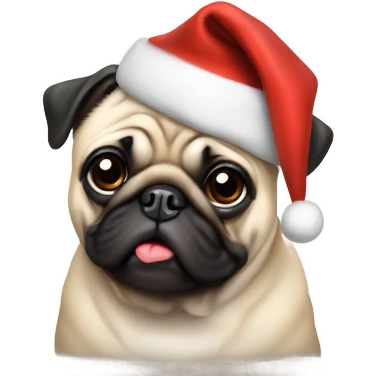 Pug with Santa hat on emoji
