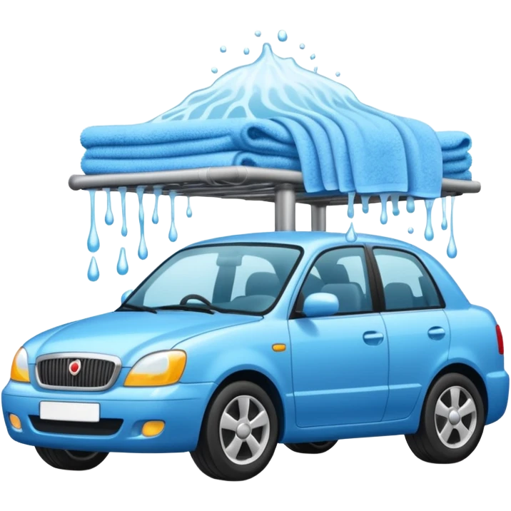 car wash with staff wiping car emoji