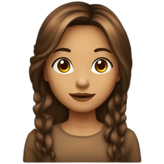Menina com olhos grandes e cabelo marrom emoji