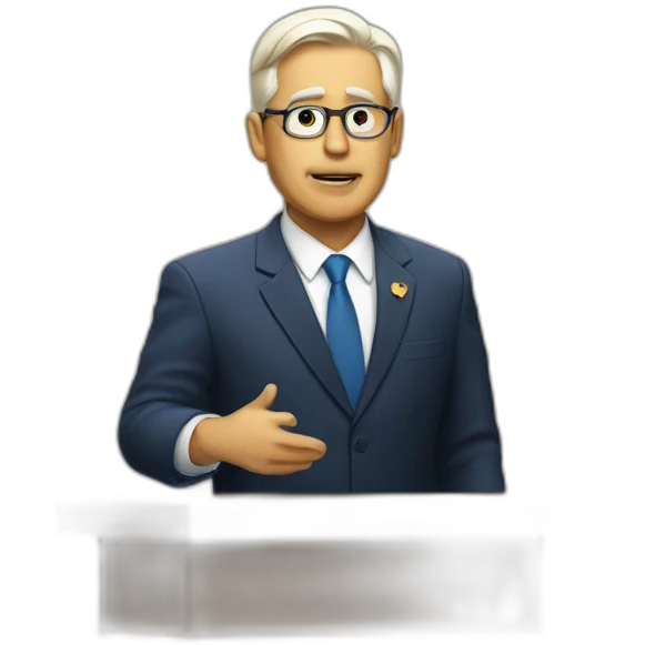 politician at podium crossed out emoji