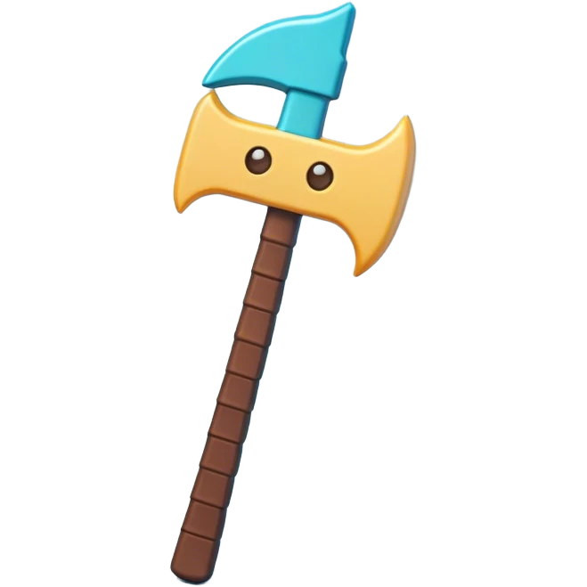 Clash of Clans aesthetic: Cinematic Playful Pixel 3D Pickaxe Portrait Emoji, rendered in a 3D vector-style similar to standard emojis with minimal shading and bold, simplified shapes. A compact, distinct form with signature details, softly glowing with a pixelated adventure charm. Simplified yet unmistakably iconic, highly detailed and consistent, glowing with a soft radiance and high shine. Stylized with a touch of classic pixel-art charm and a soft glowing outline, capturing the essence of a beloved gaming relic with a friendly, playful manner! emoji