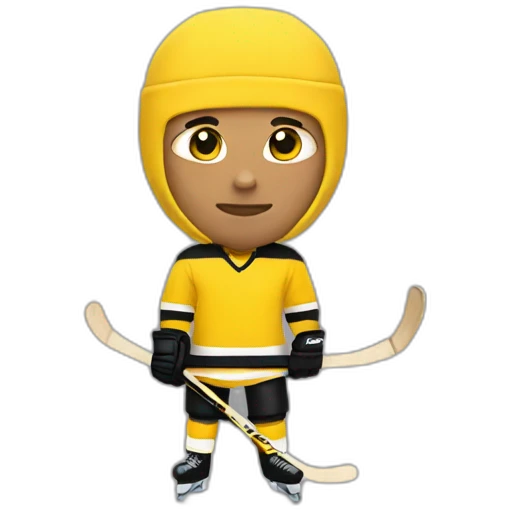 Guy wearing a yellow balaclava and a yellow and black hockey jersey emoji