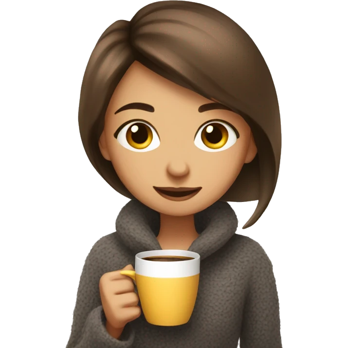 Girl drink coffee and cozy mood emoji