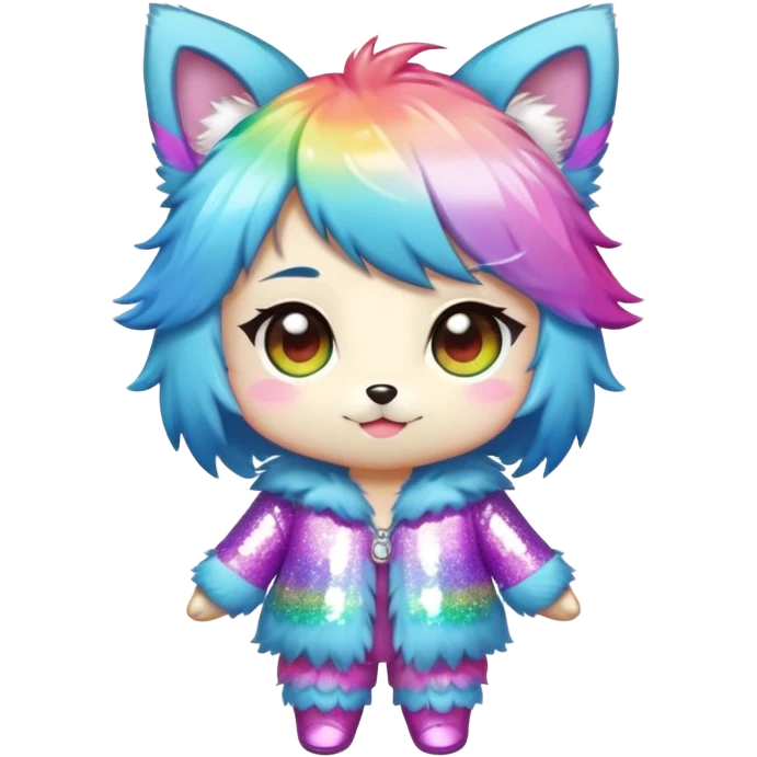  High quality detailed Cute Cool Kawaii stylish Pretty Chibi Fur-Sona Shiny Colorful Sparkly Fakemon Full Body emoji