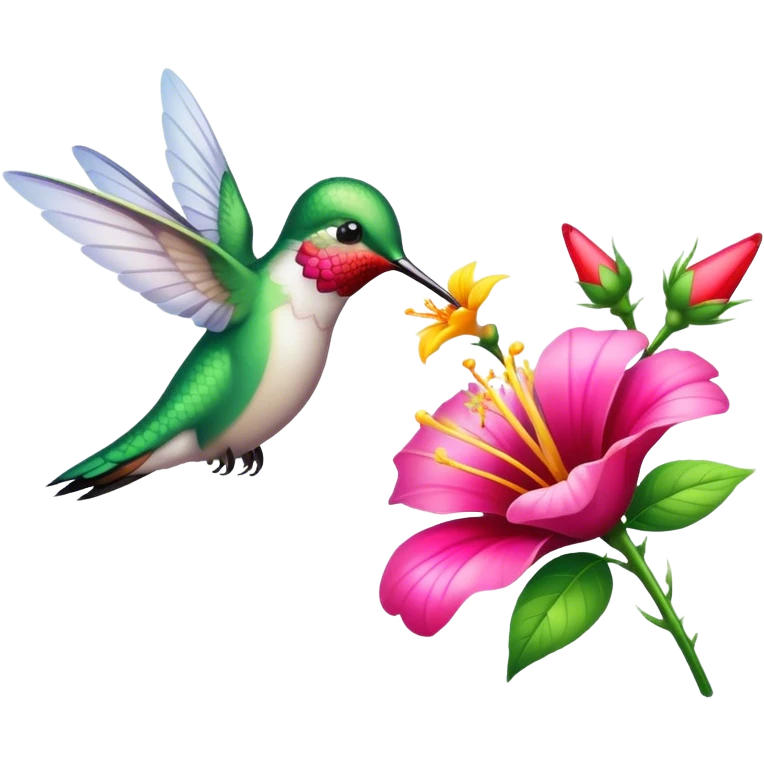 um lindo beija flor beijando uma linda flor emoji