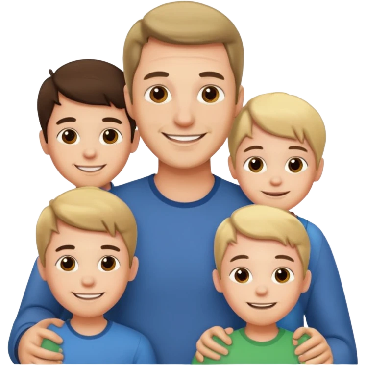 нарисую папу с 4 детьми emoji