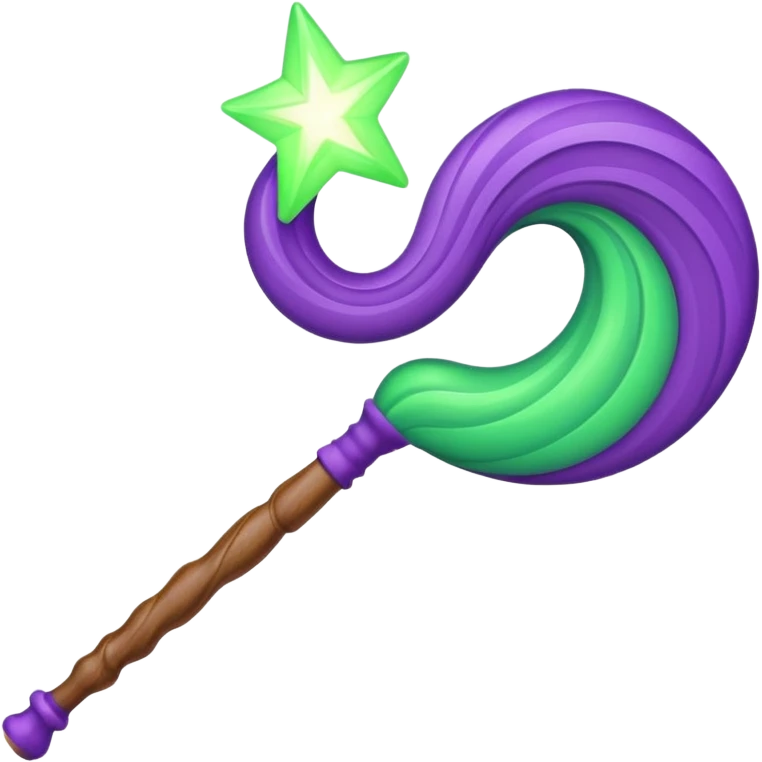 magic wand with purple green wave emoji