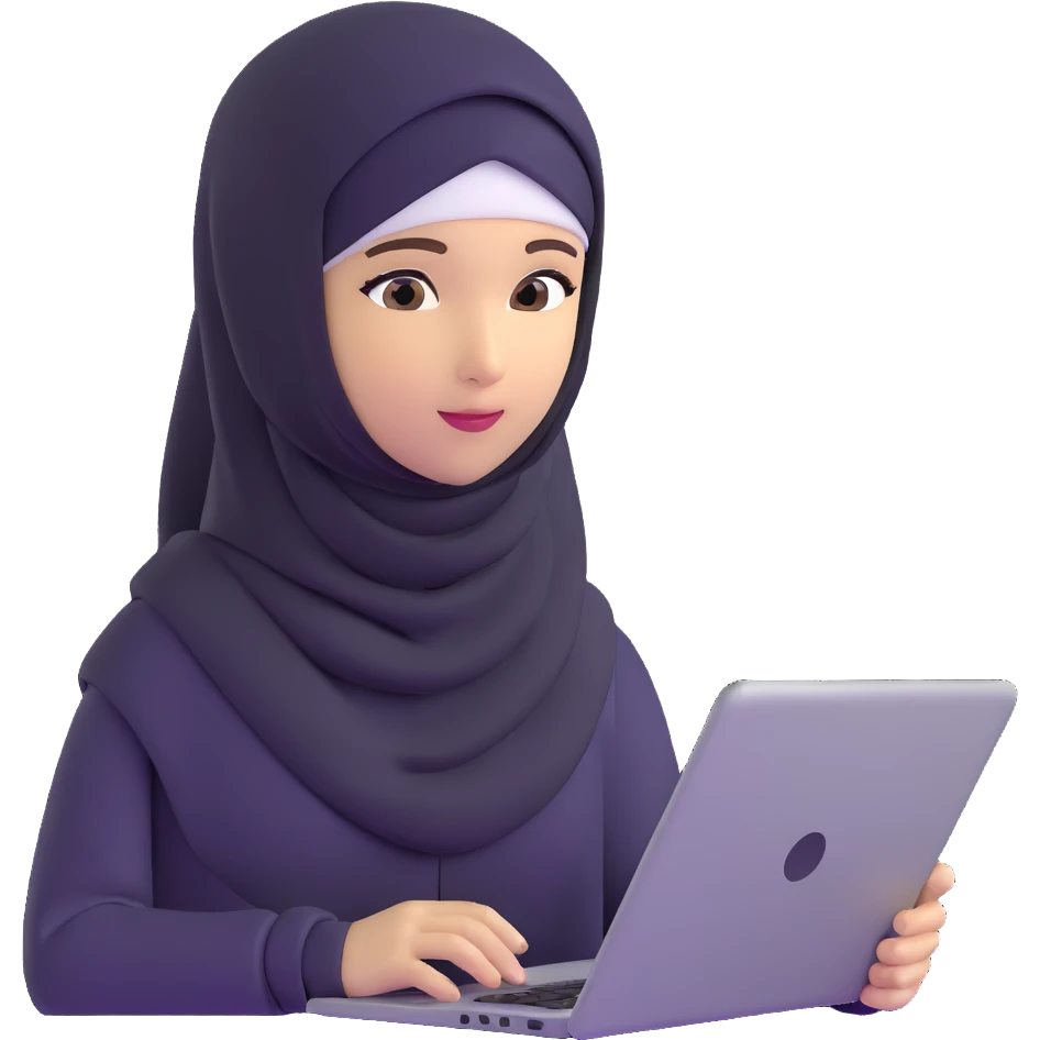 girl with hijab computer science engineer working with metaverse technology emoji