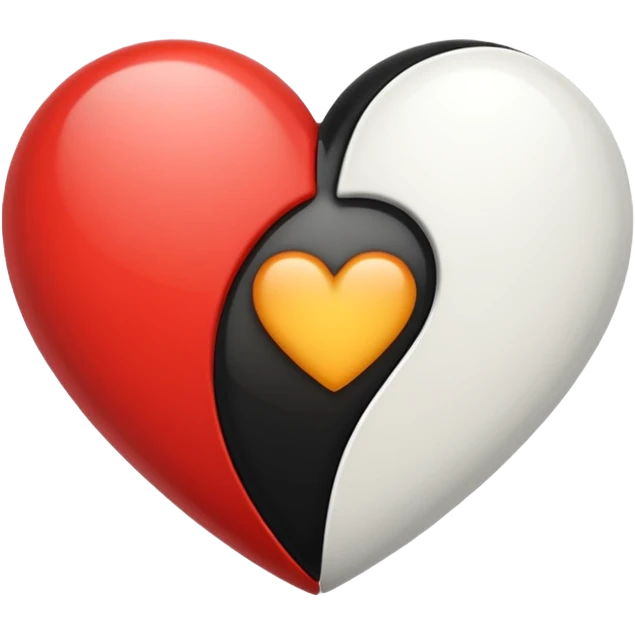 Yarı siyah yarı beyaz kalp emoji