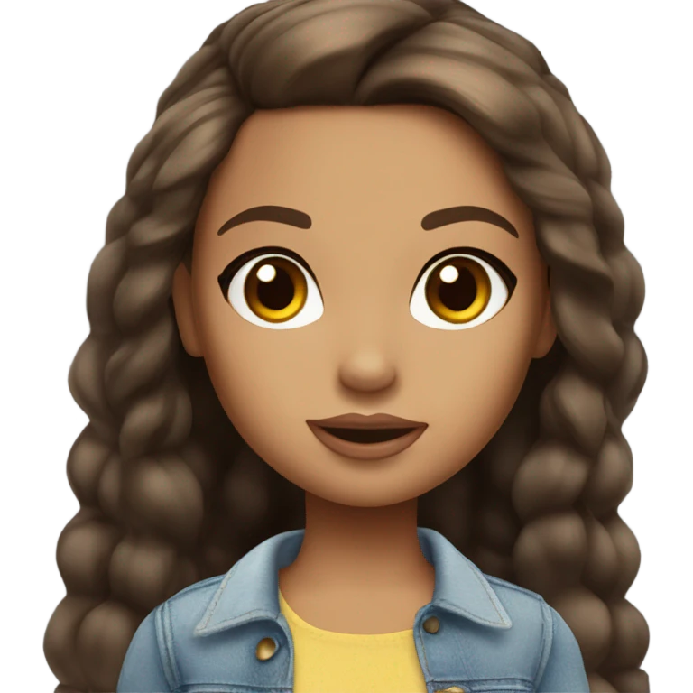 Yasmin Bratz doll with brown hair, hazel eyes and freckles ￼ emoji
