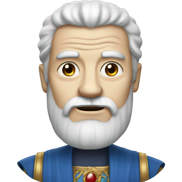 an old king, with pale skin, blue clothes and black eyes emoji