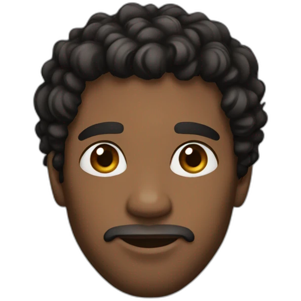 brown skin man with mi long black curly hair emoji