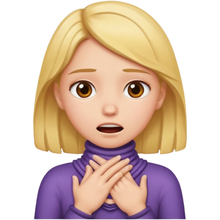 a girl with her hands around her neck choking herself emoji