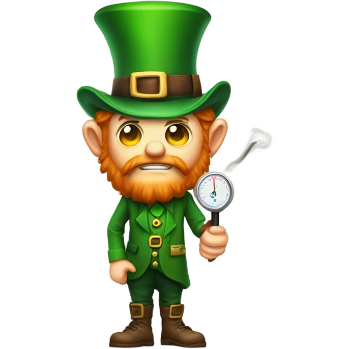 leprechaun with fever and thermometer emoji
