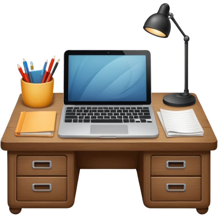 simple emoji of a cozy desk with a paper and a laptop on it emoji