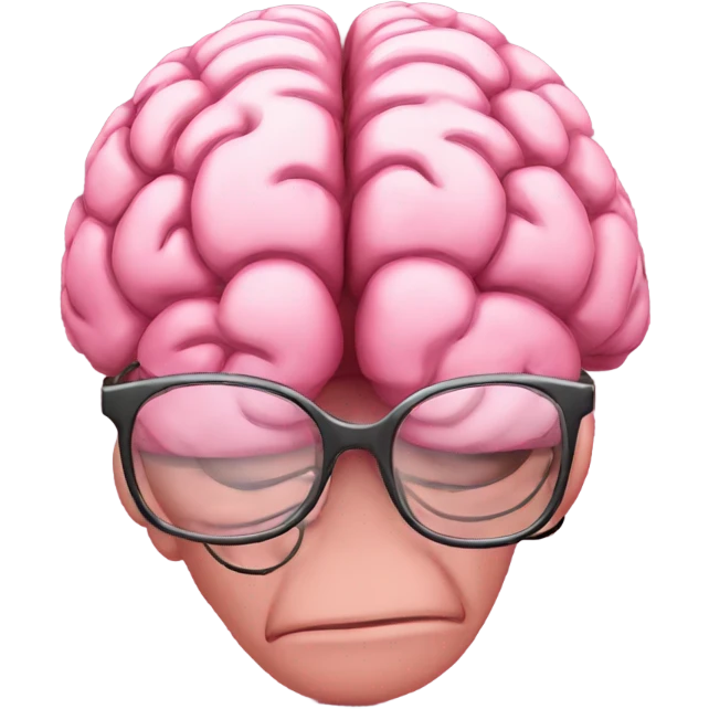 Pink brain with glasses reading a book emoji
