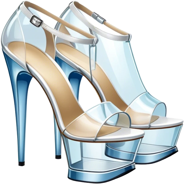 ultra realistic pair of platform open toe glass heels emoji