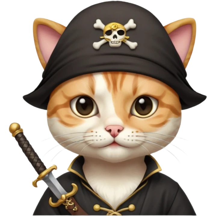 pirate cat with human body one eye mask emoji