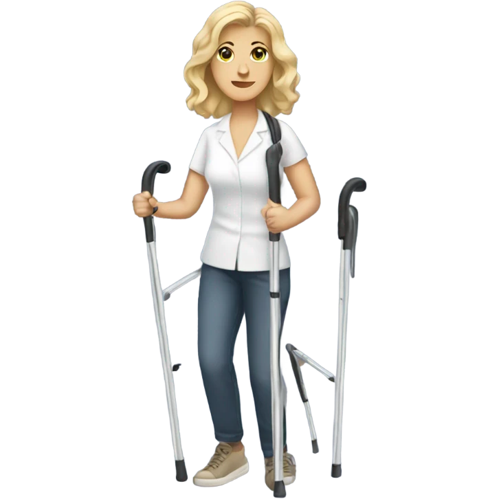 White lady with cheetah print crutches  emoji