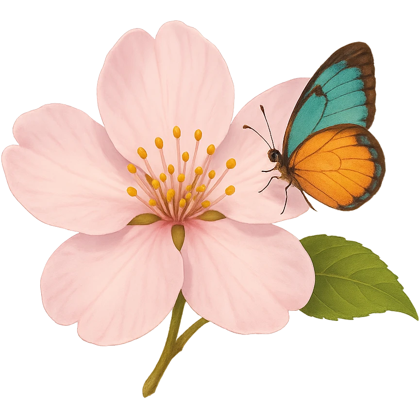 sakura blossom with a butterfly emoji
