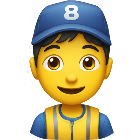 Niño usando una gorra amarilla emoji