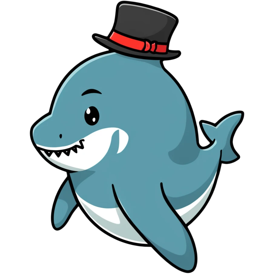 Shark with a top hat emoji