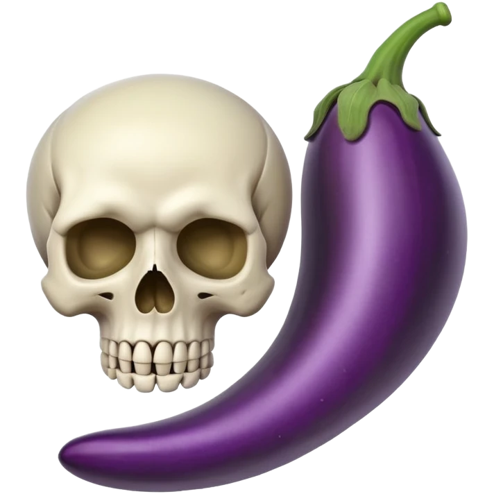 A skull and an big eggplant emoji