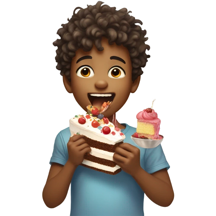 Boy eating a cake emoji