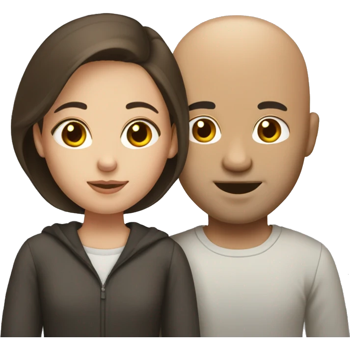 Bbrown Bald guy and girl with dark brown hair emoji