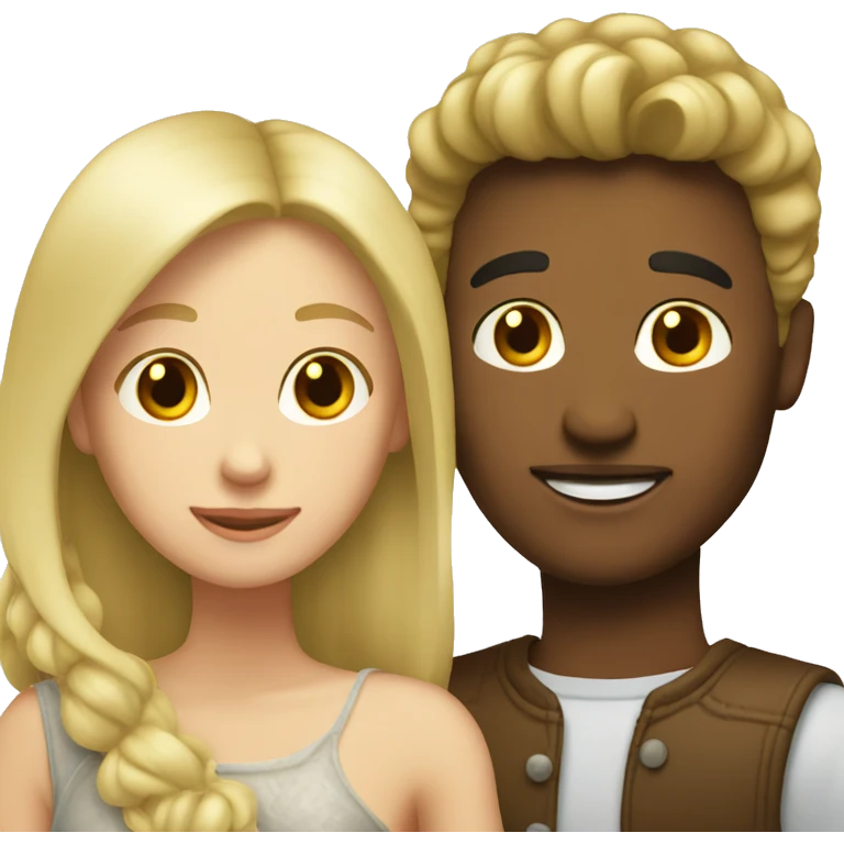 Blond man and brunette woman in love emoji