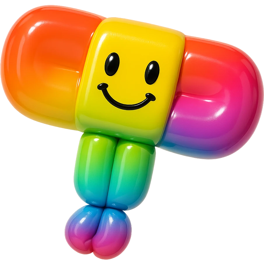inflated bandage, shiny surface, cute face, balloon style emoji