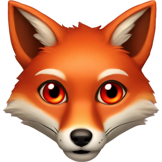 deep lush red fox face with tiny red heart instead of eyes emoji