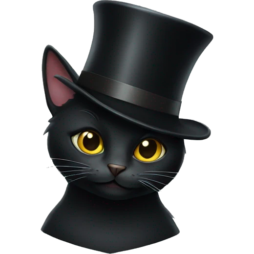 Black cat with a top hat emoji
