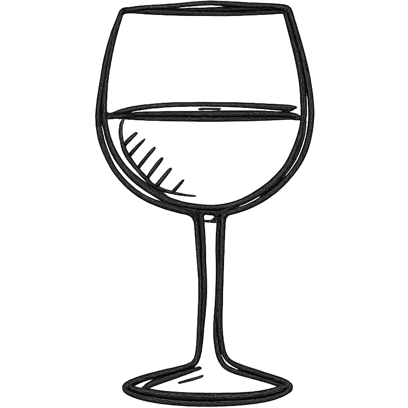 wine glass, hand drawn outlined icon style, sketchy lines, no fill, casual and artistic emoji