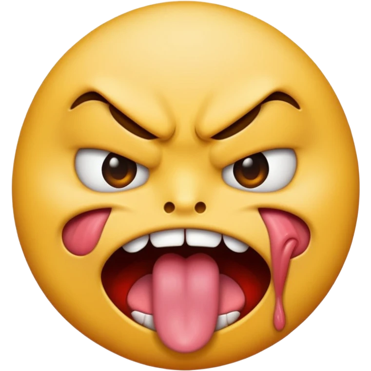 A furios emoticon with tongue emoji