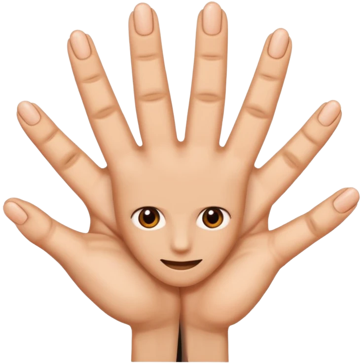 Face 2 hands with 6 on one and 7 on the other one emoji