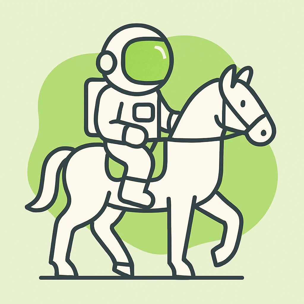 astronaut on horseback with stars in background emoji