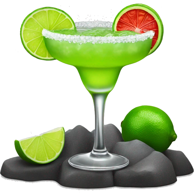 realistic lime margarita with red tajin rim on the rocks emoji