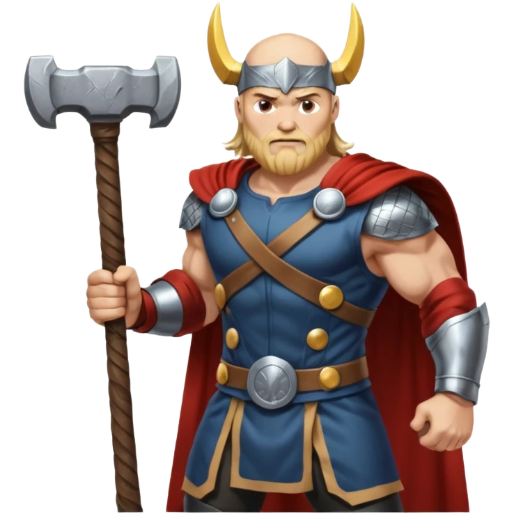 Bald Norse god Thor, with hammer and lightning  emoji