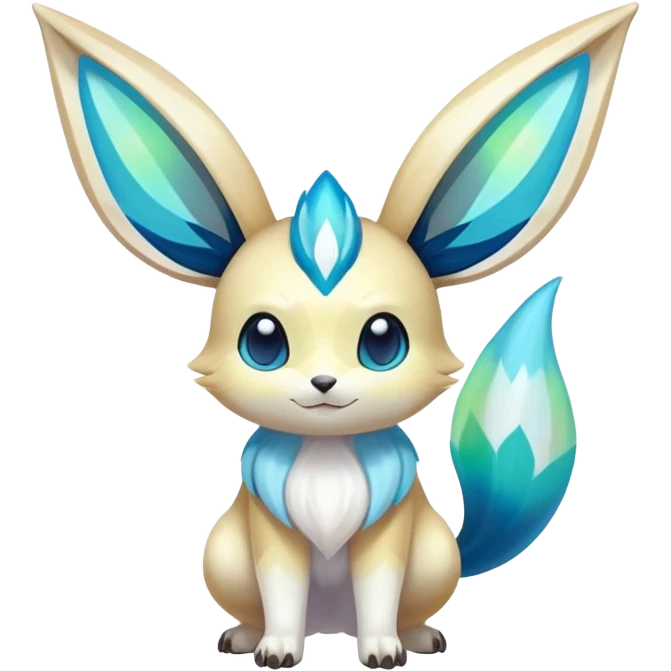 Colorful Iridescent Exotic Emolga-Aurorus-Glaceon-Fakémon-hybrid-creature (full body)  emoji