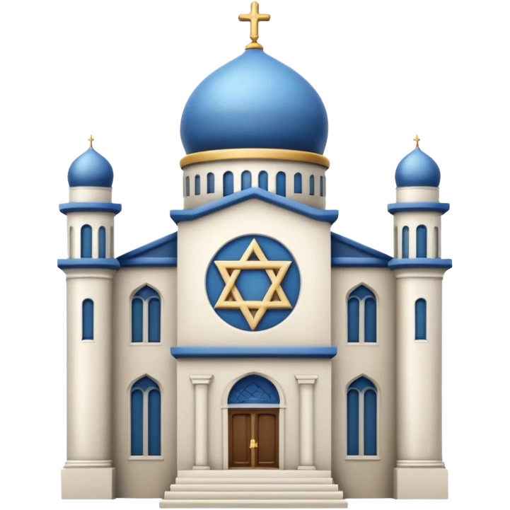 reform jewish synagogue similar in architecture to historical churches (pretty and magnificent), white in color, in ios emoji style emoji
