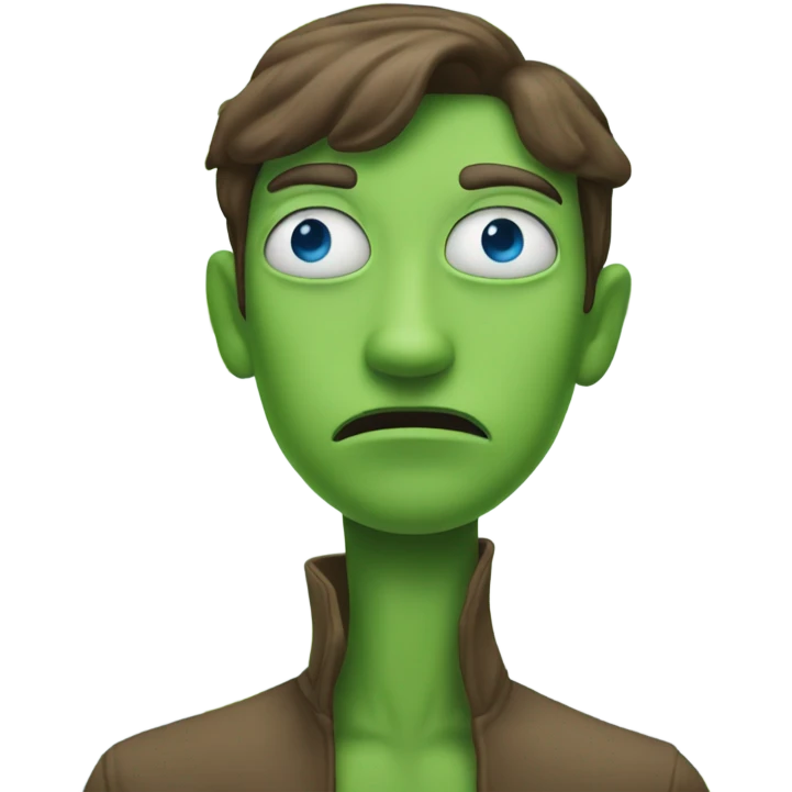six foot tall brown hair blue eye green bean that cries emoji